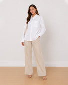 Gazillion Ava white Oxford cotton oversized shirt for women, front view