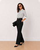 Barilla black and white floral print cotton shirt, angled front view with full sleeves