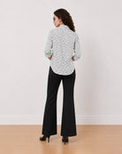 Barilla black and white floral print shirt back view with the centre back pleat
