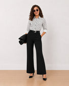 Gazillion Barilla black and white floral print 100% cotton shirt for women, front with curved hem