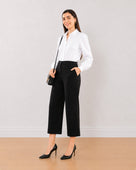 Gazillion Bella black soft touch viscose rayon 3/4th straight pants for women, medium waist