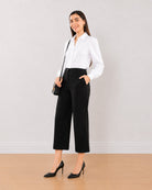 Gazillion Bella black soft touch viscose rayon 3/4th straight pants for women, medium waist