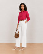 Gazillion Berry bright pink 100% cotton poplin shirt for women, full length front view