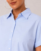 Bershka sky blue 100% cotton oxford collar and placket with hidden dignity buttons