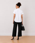 Bershka white shirt back view with gathers at the back yoke for ease of movement