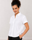 Bershka white 100% cotton oxford shirt front detail with hidden dignity buttons in the placket