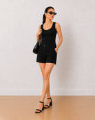 Gazillion Bobby black soft touch viscose rayon summer shorts for women, medium waist loose fit