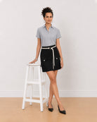 Gazillion Bronze black and white striped 100% cotton shirt for women, size inclusive boxy fit