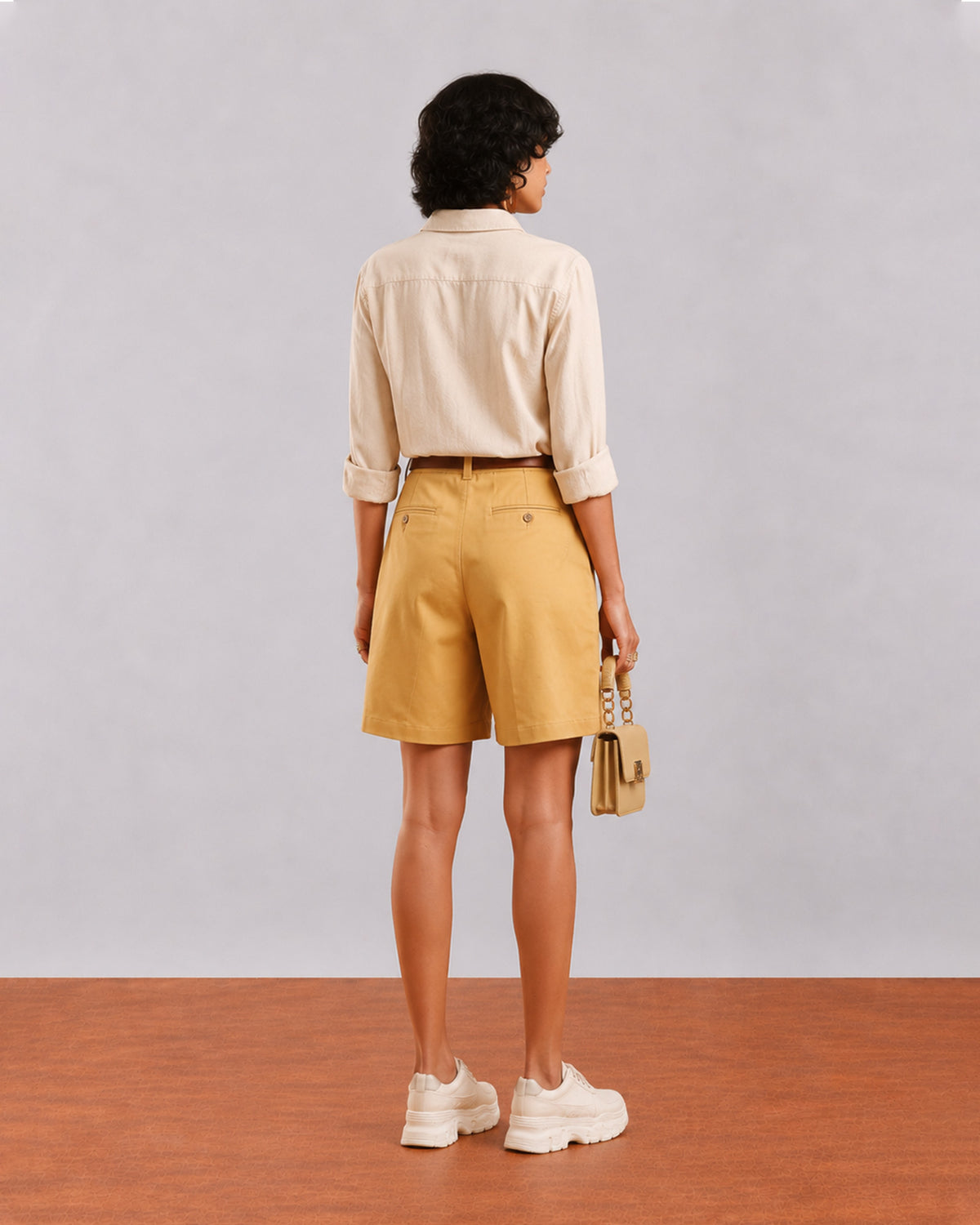 Back view of Caleb light grey shirt showing centre back pleat for ease of movement