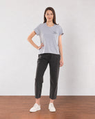 Christiana grey melange t-shirt round neck and boxy fit in 100% cotton jersey knit