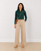 Gazillion Dame bottle green formal shirt for women, full-length front view