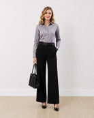 Gazillion Dame steel grey formal shirt for women, full-length front view