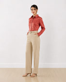 Gazillion Dame terracotta brown formal shirt for women, full-length front view