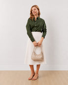 Gazillion Darleen olive green formal shirt for women, full-length front view