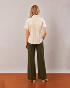 Doll beige formal shirt, back view showing the gathers on the back yoke