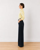 Earnia yellow checks cotton office shirt with a relaxed straight fit, side profile view