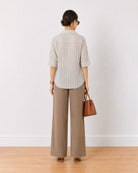 Empathy black and ivory stripes cotton oversized shirt, back view