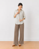 Gazillion Empathy black and ivory cotton oversized shirt for women, full-length front view