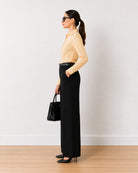 Eva yellow stripes cotton formal shirt, side profile view