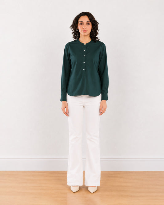 Evana Cotton Office Shirt Bottle Green