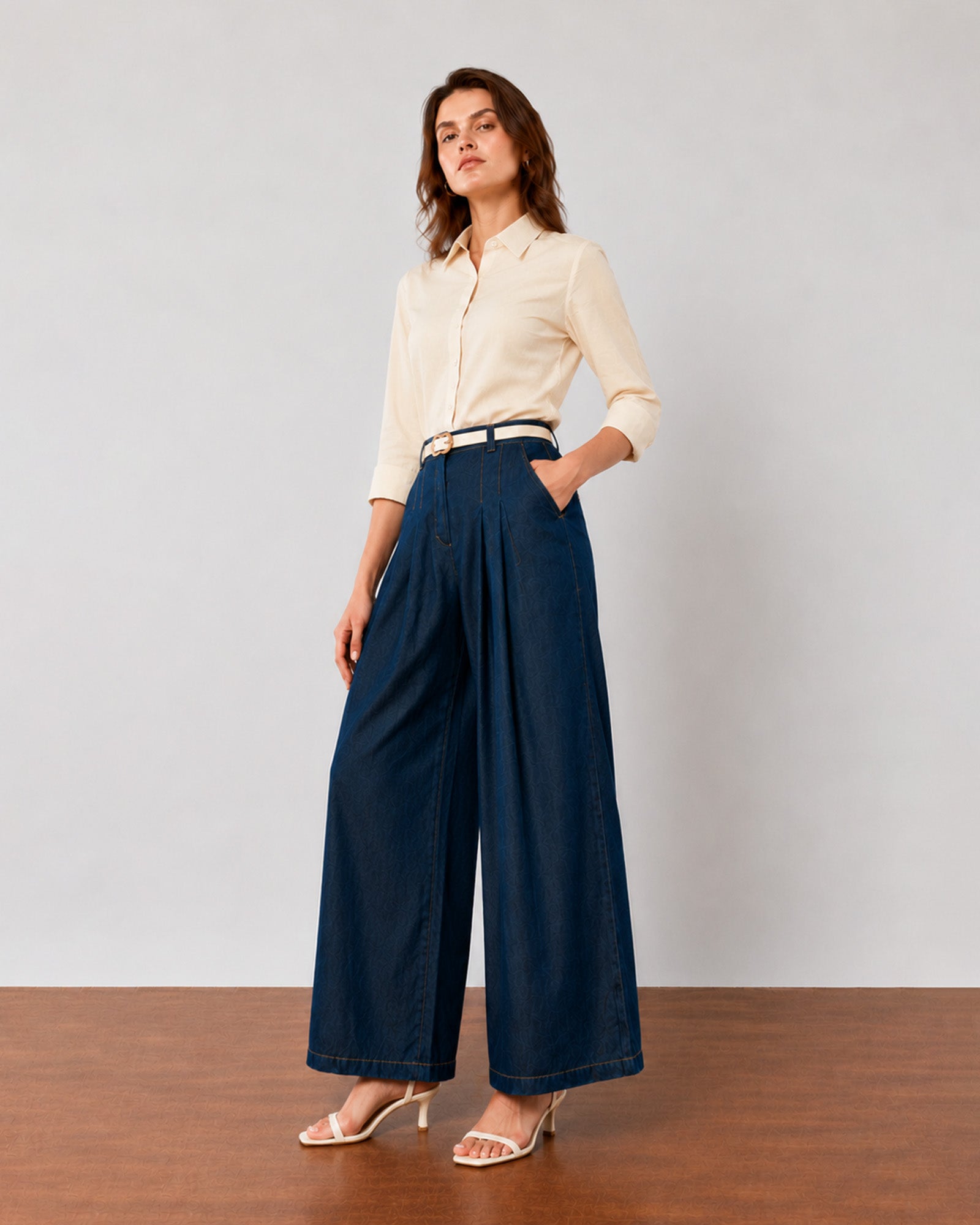Freedom Indigo Wide-Leg Denim Pants for Women | Smart Casual