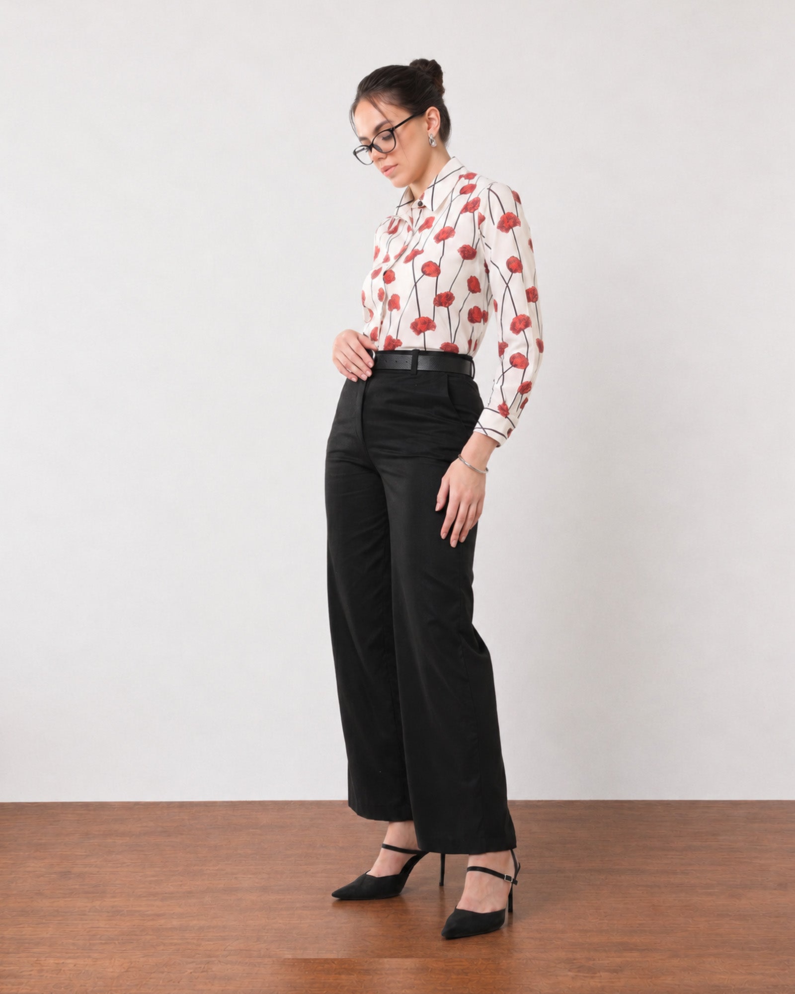 Gabriela black linen pants with cotton voile lining, office chic