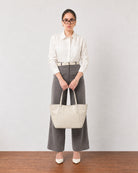 Gabriela charcoal grey linen pants with cotton voile lining, business casual styling