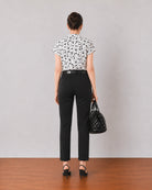 Galaxy black corporate chinos, back view showing welt rear pockets