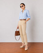 Galaxy khaki beige chinos, business casual styling