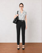 Galia black and white floral top, office chic