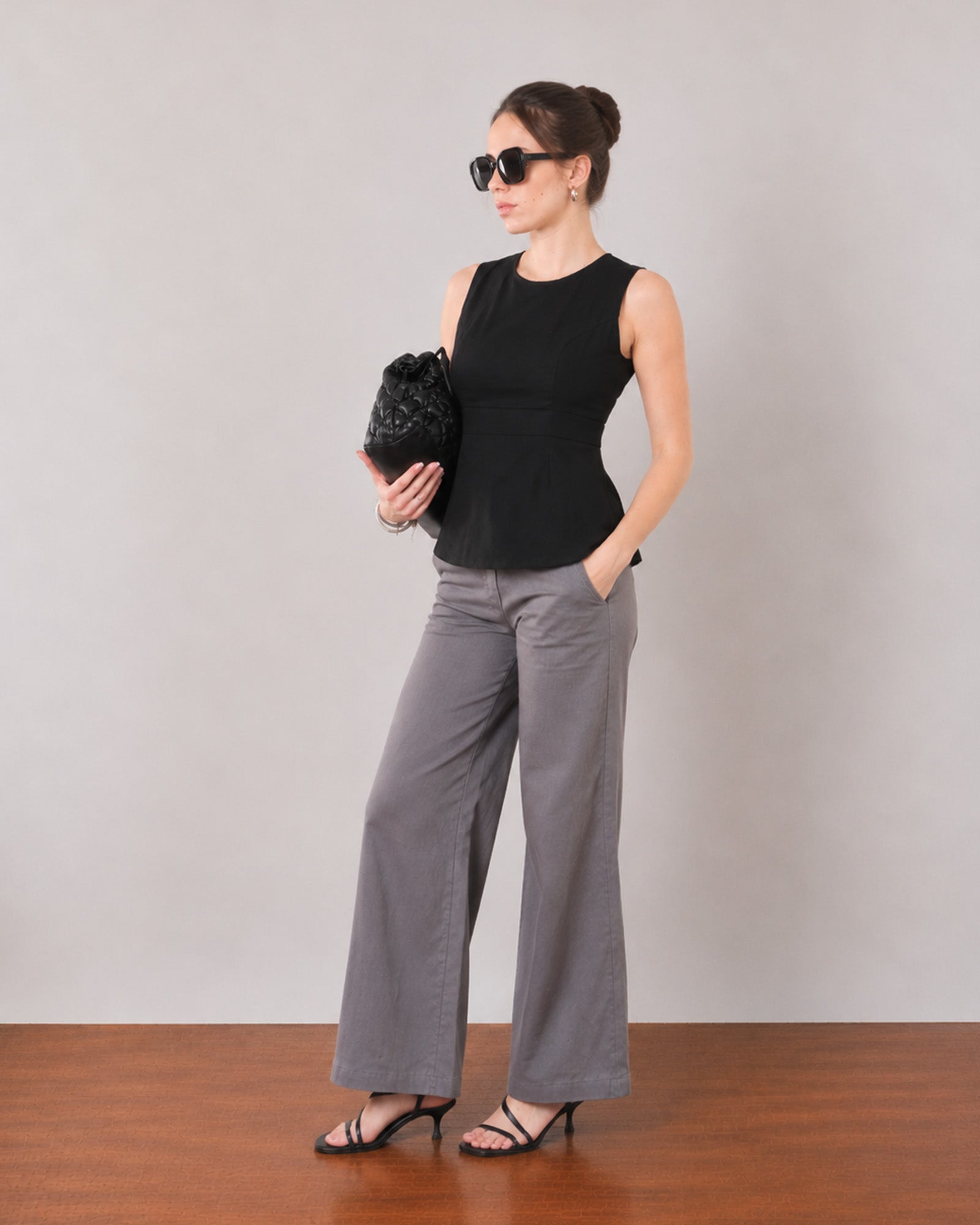 Gianna black corporate top, office chic