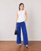Gazillion Gianna classy white formal soft linen top for women, full-length front view