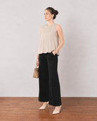 Gill beige linen top, minimalist office look