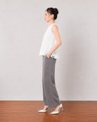 Gill white breathable lyocell linen top, side profile showing the broad flared hem
