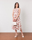 Gazillion Gina stylish red and white floral print dress for women, full-length front view