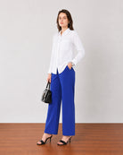 Glin royal blue pleated broad pants, classy office look