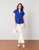 Greta royal blue office top, classy workday look