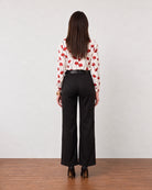 Greth white and red floral print shirt with a clean back yoke, back view