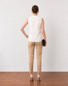 Gusta white sleeveless cotton top with a clean back, back view