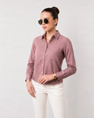 Gwen rose pink soft linen shirt, elegant smart casual look