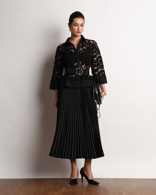 Gazillion Hermosa black lace tent shirt for women, full-length front view
